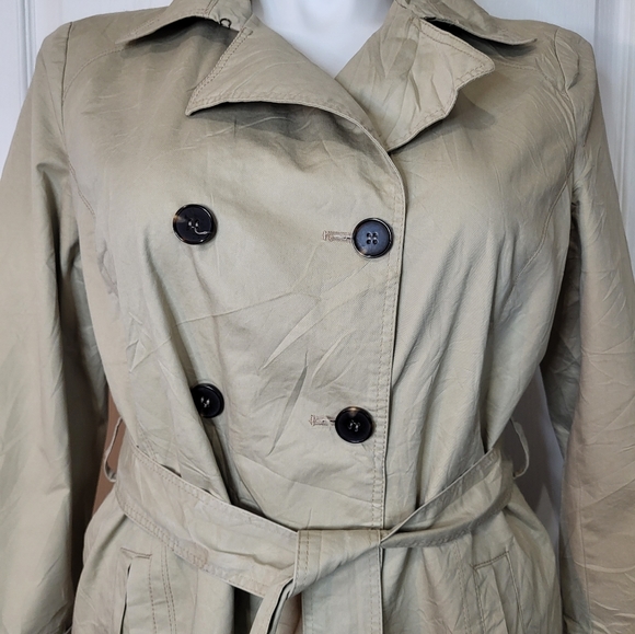 Zara Basic Kahki long Sleeve Trench Coat - Picture 2 of 13